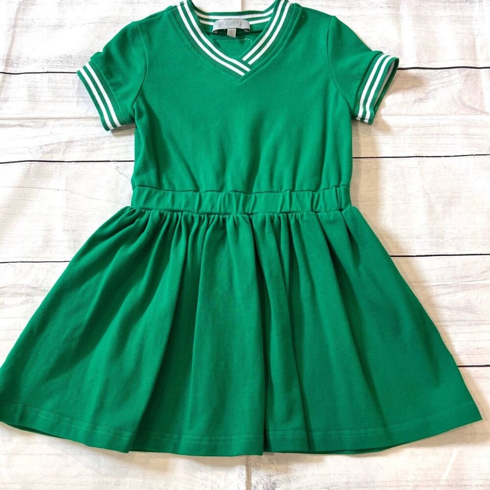 Bace Collection Green Pique Waisted V-Neck Dress